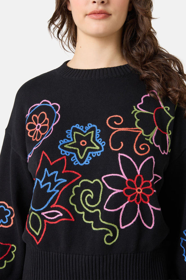 Gorman NZ - Paisley Embroidered Jumper - black