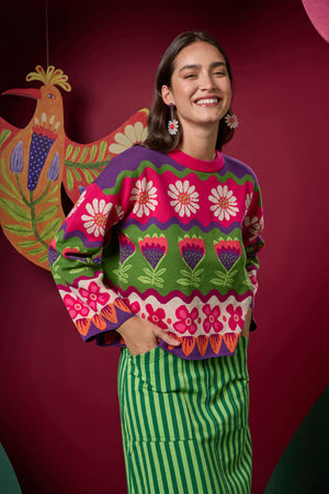 Gorman NZ - Blooming Stripe Cotton Jumper - multi