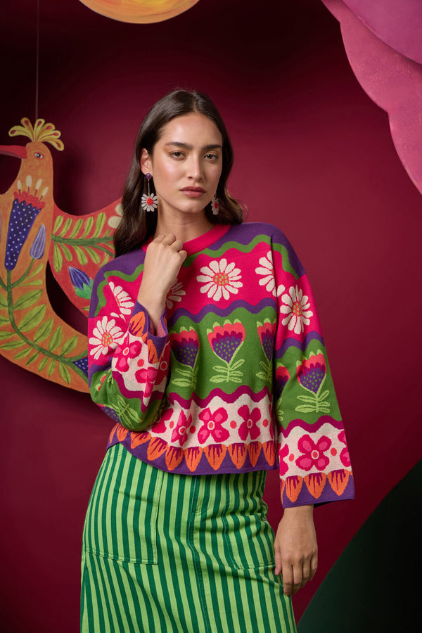 Gorman NZ - Blooming Stripe Cotton Jumper - multi