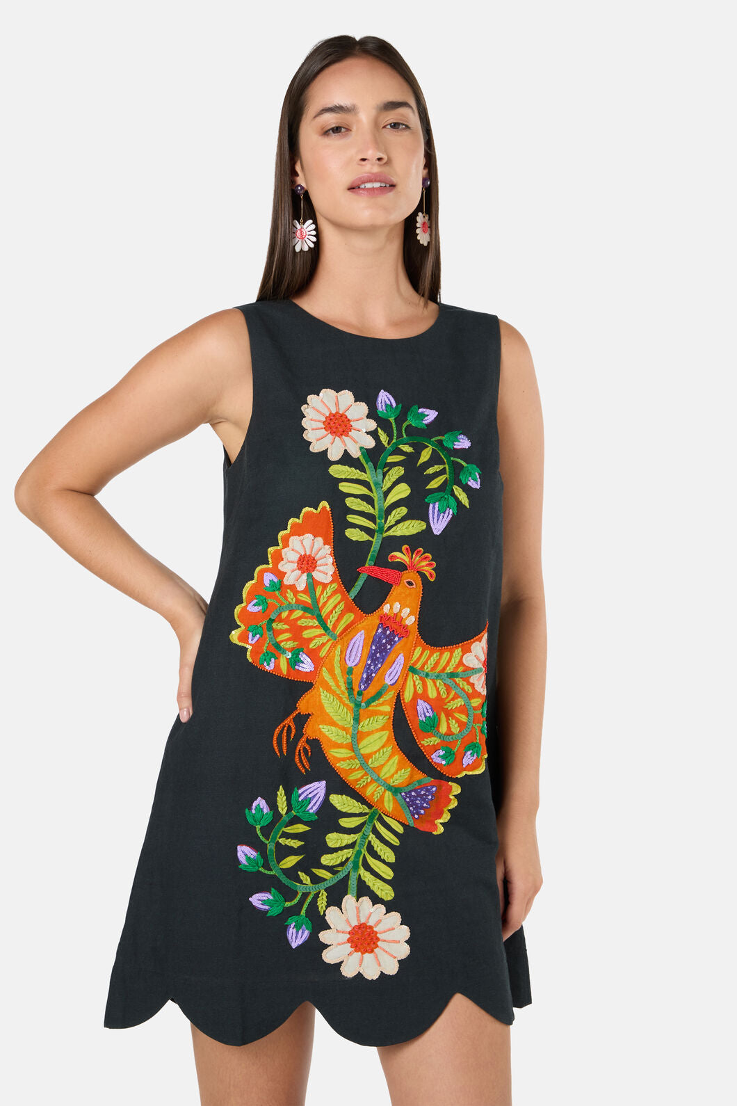 Gorman NZ - Blooming Bird Emb Shift Dress - black