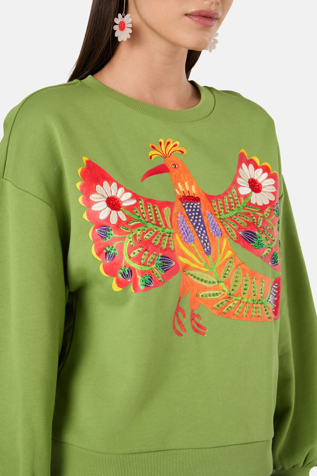 Gorman NZ - Blooming Bird Embroidered Swea - green