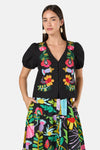 Gorman NZ - Whimsical Embroidered Top - black