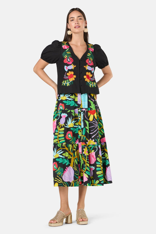Gorman NZ - Whimsical Embroidered Top - black