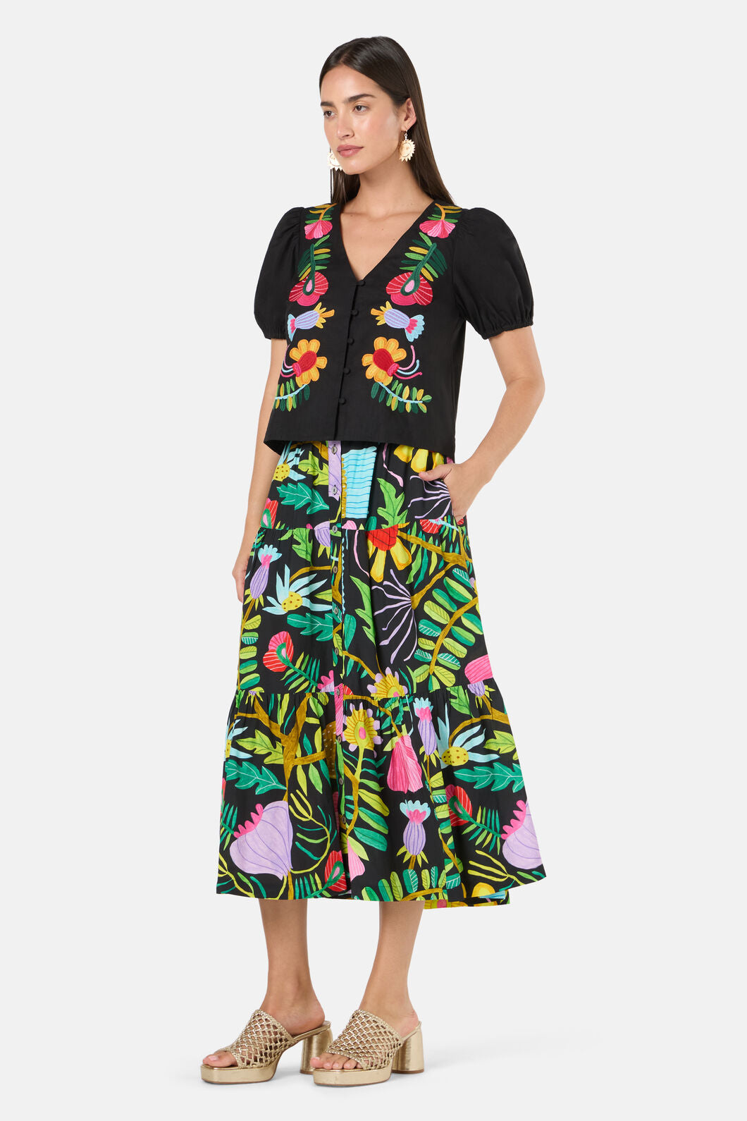 Gorman NZ - Whimsical Embroidered Top - black