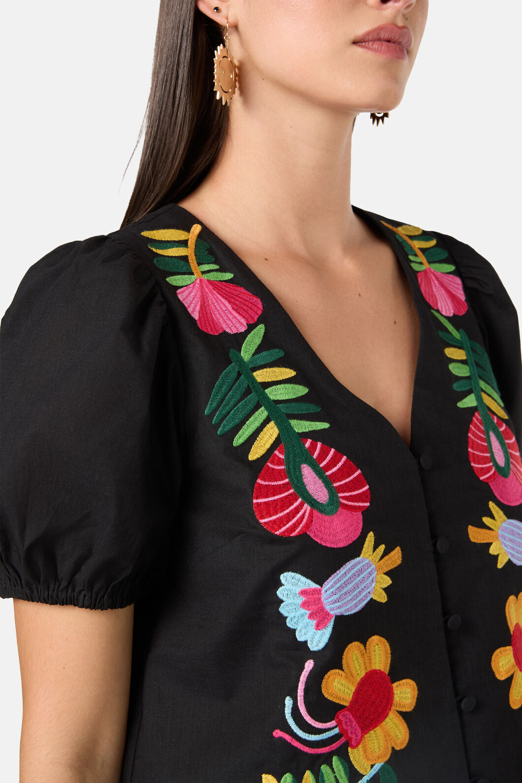 Gorman NZ - Whimsical Embroidered Top - black
