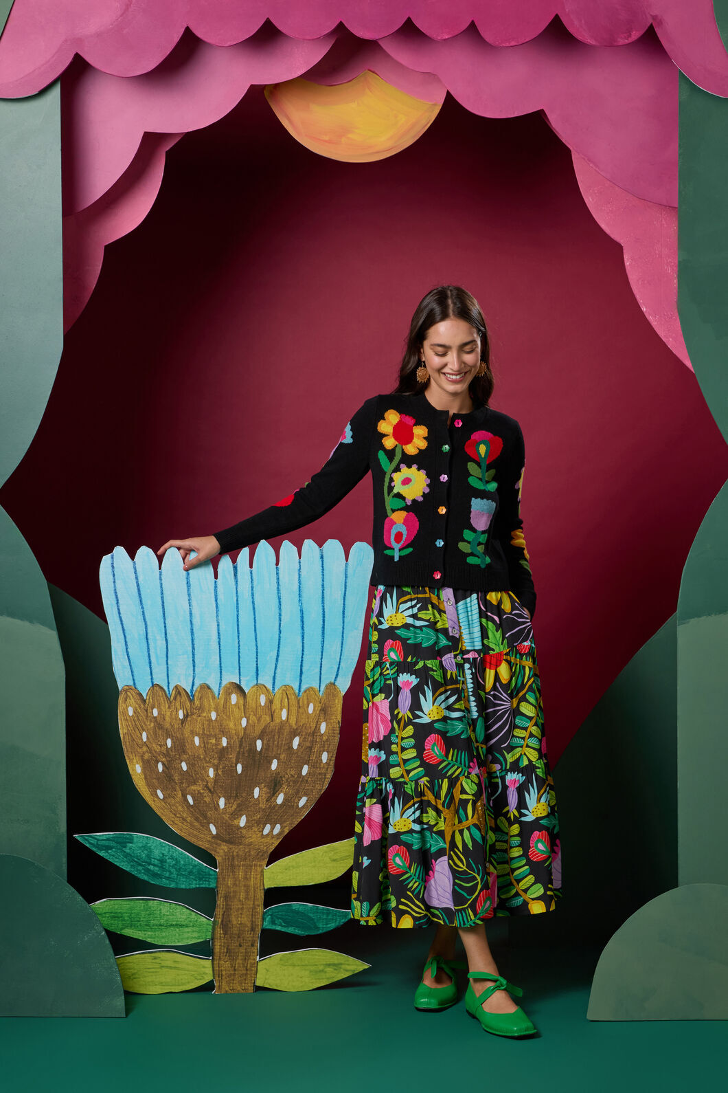 Gorman NZ - Whimsical Blooms Midi Skirt - print