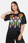 Gorman NZ - WhimsicalBloomsPrintRelaxedTee - black