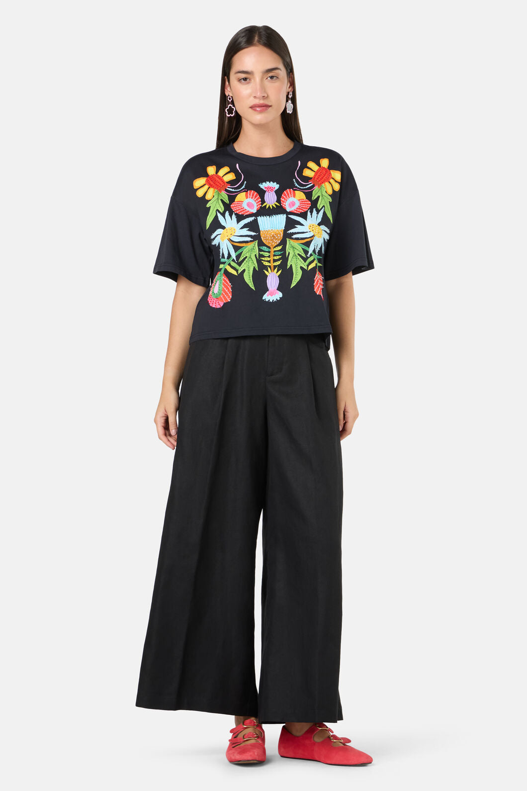 Gorman NZ - WhimsicalBloomsPrintRelaxedTee - black