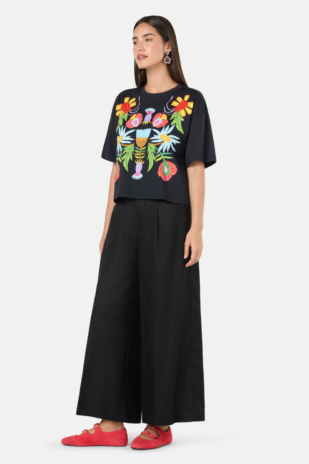 Gorman NZ - WhimsicalBloomsPrintRelaxedTee - black