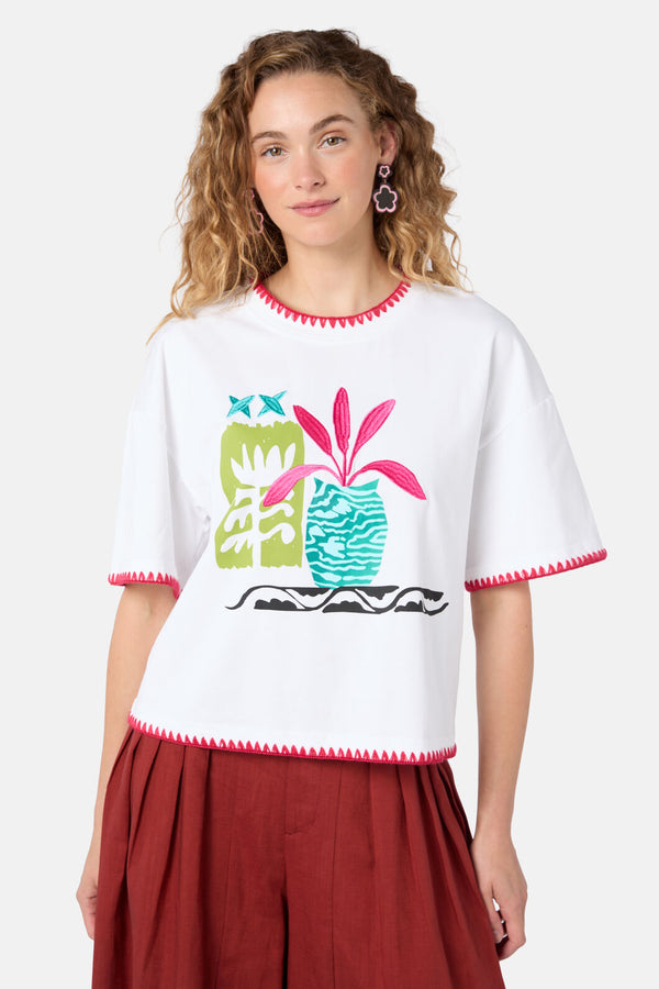 Gorman NZ - Morocco Embroidered RelaxedTee - white