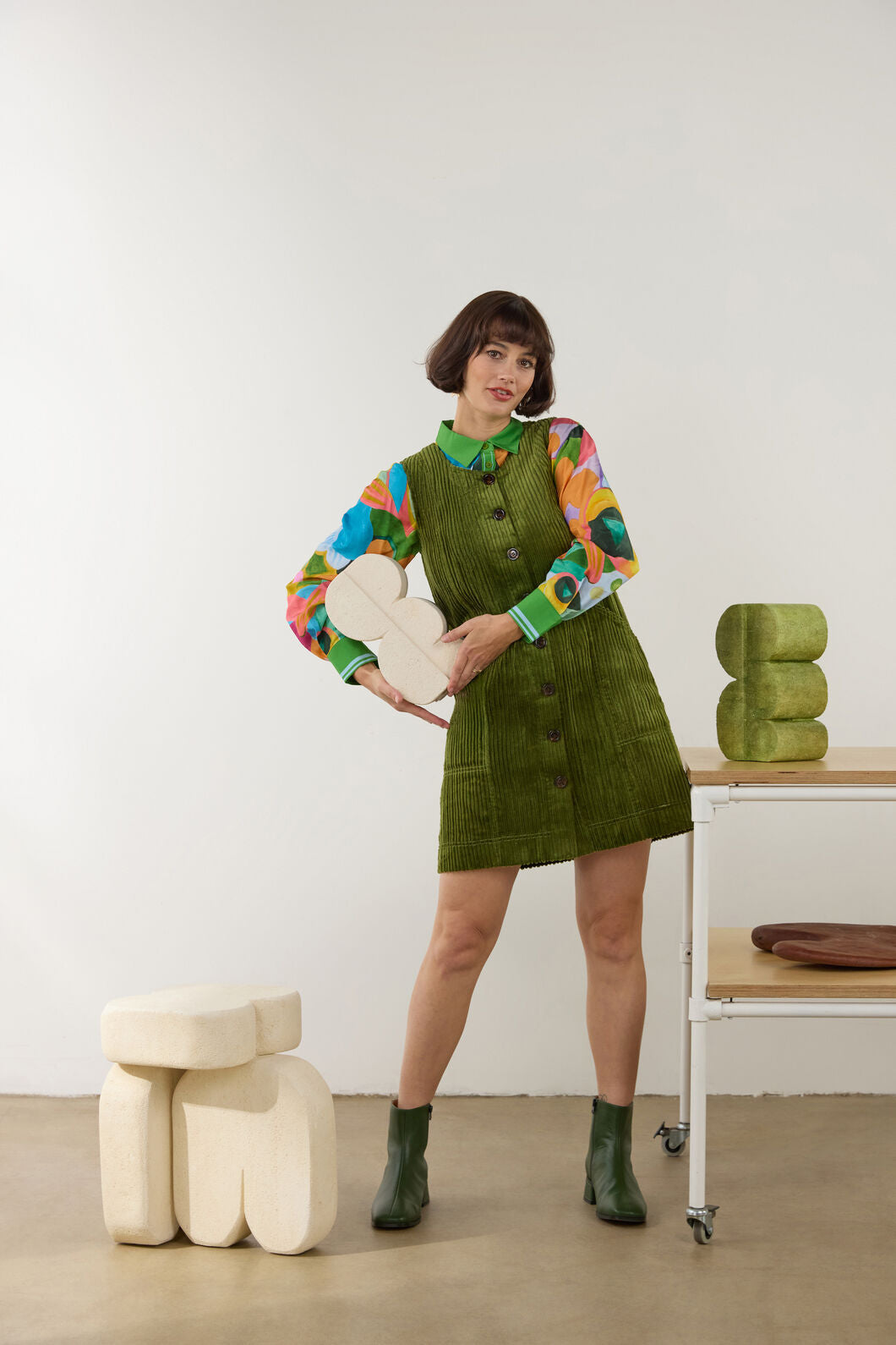Gorman NZ - Pesto Cord Pinafore - green