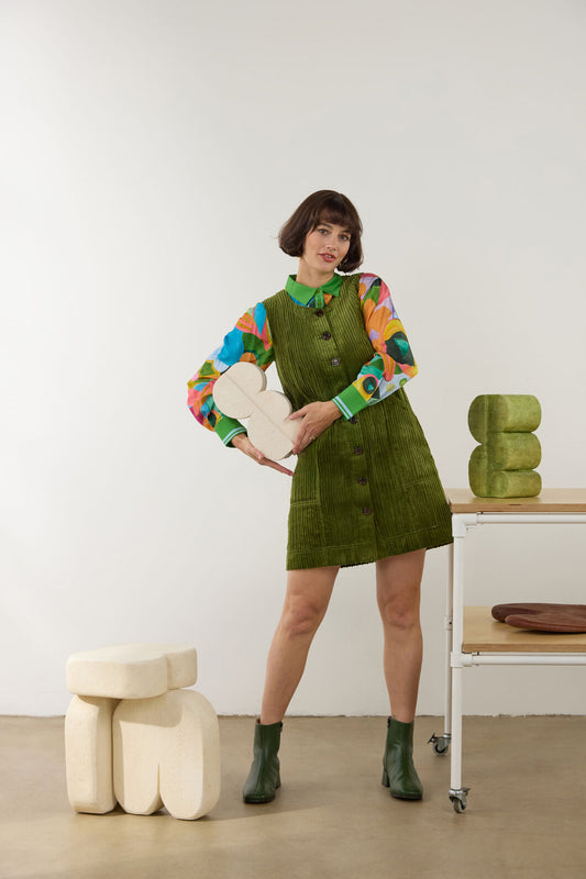 Gorman NZ - Pesto Cord Pinafore - green