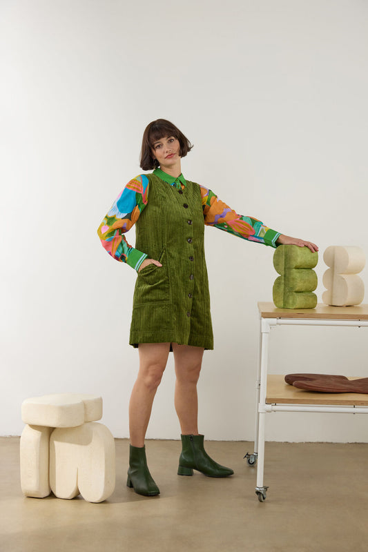 Gorman NZ - Pesto Cord Pinafore - green