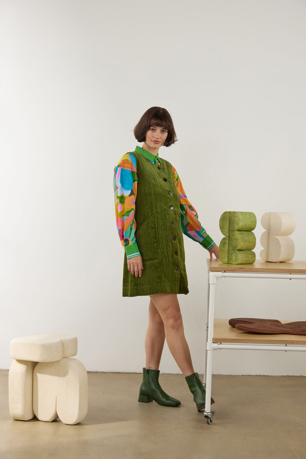 Gorman NZ - Pesto Cord Pinafore - green
