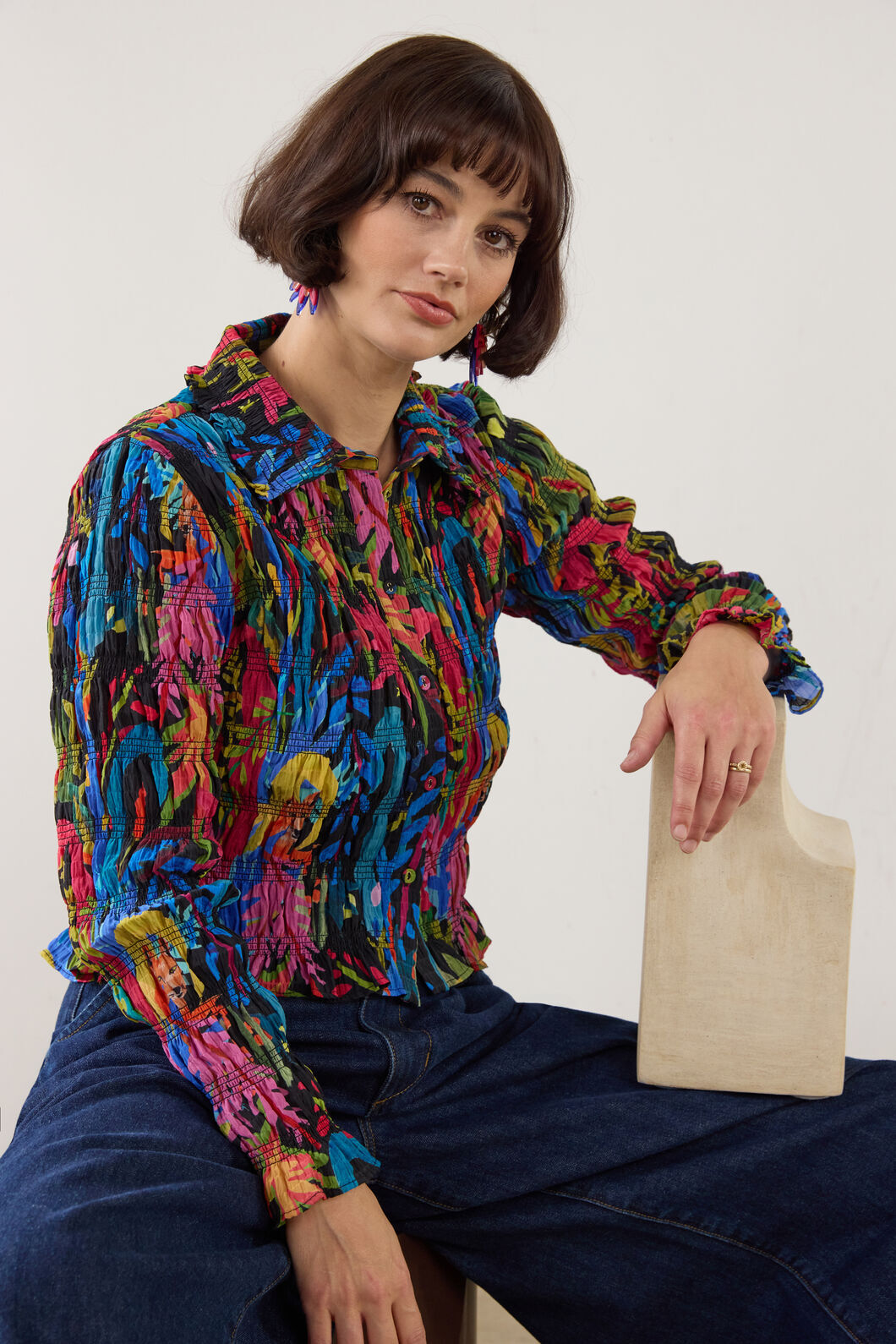 Gorman NZ - Night Garden Shirred Top - print