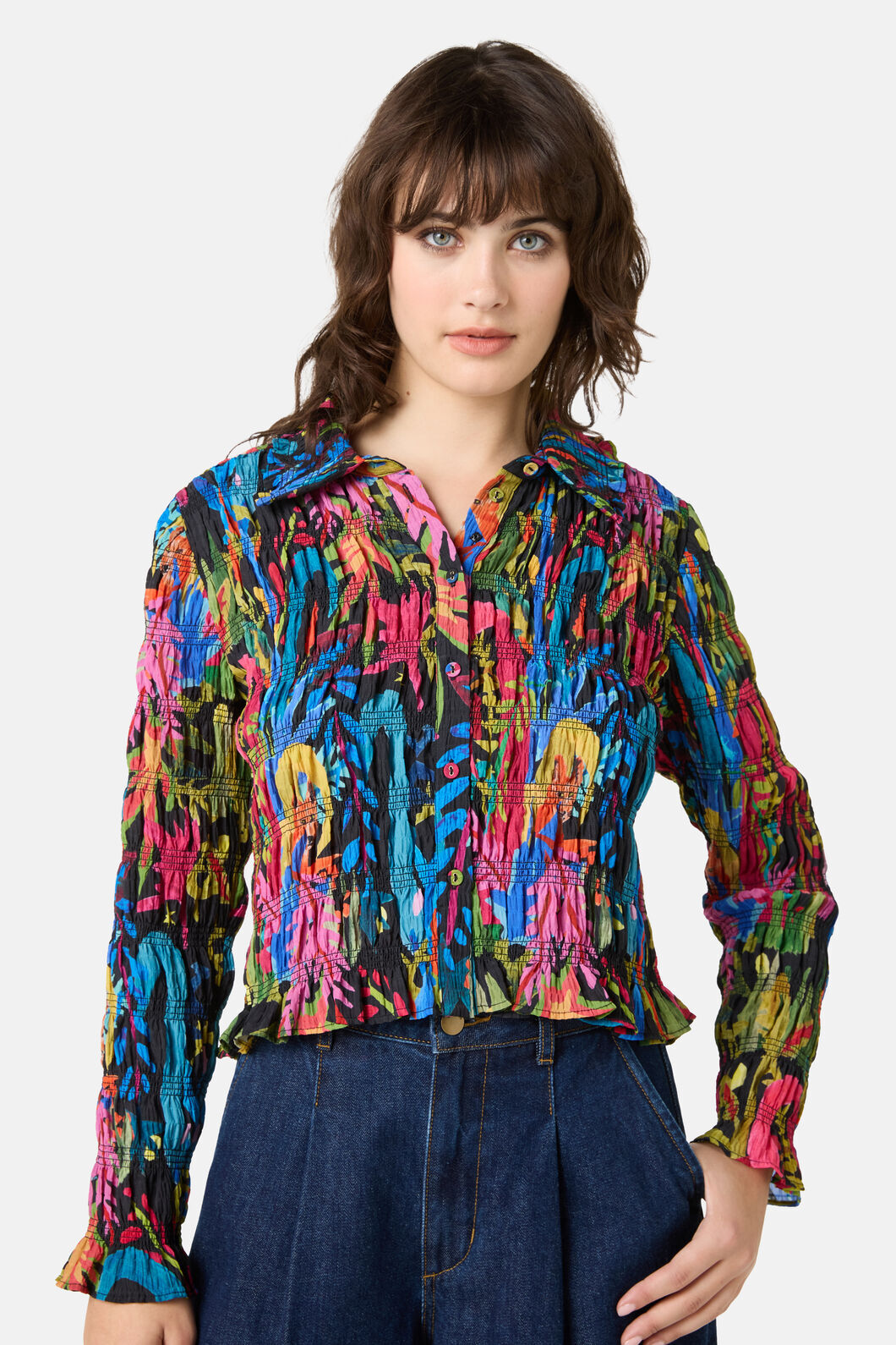 Gorman NZ - Night Garden Shirred Top - print