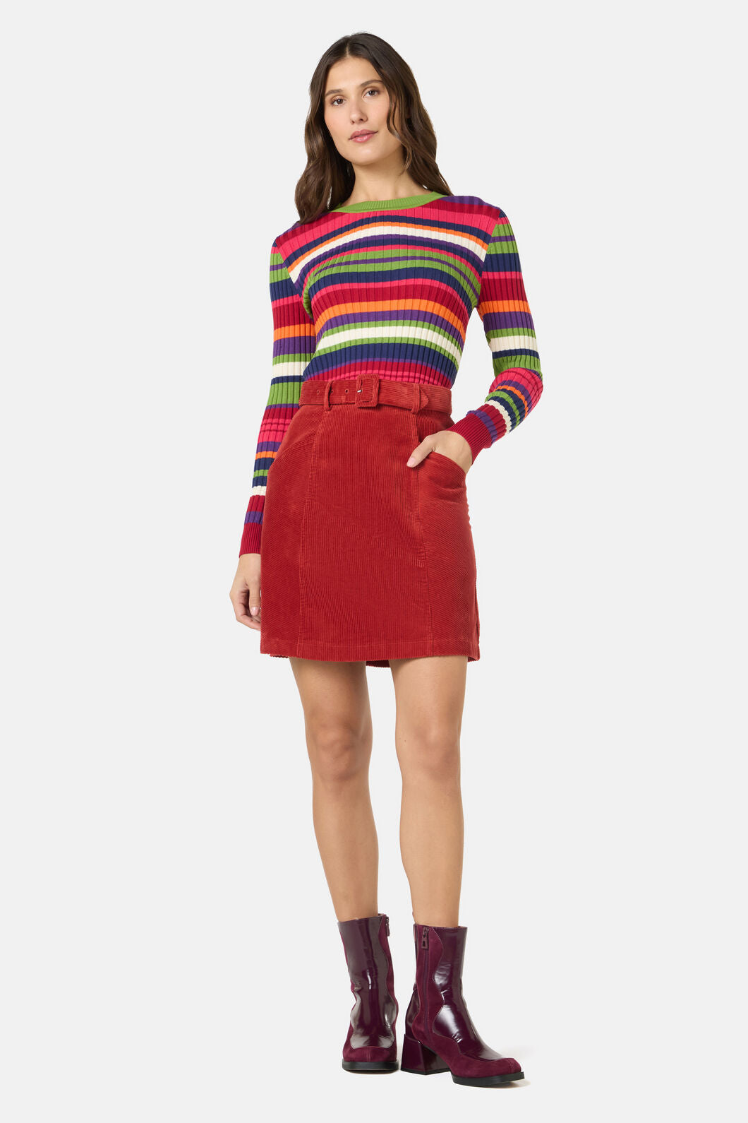 Gorman NZ - Heather Cord Mini Skirt - red
