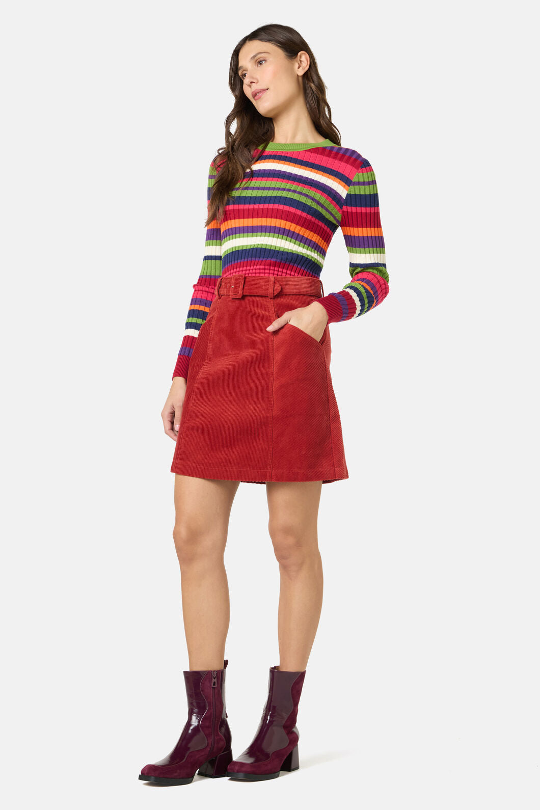 Gorman NZ - Heather Cord Mini Skirt - red