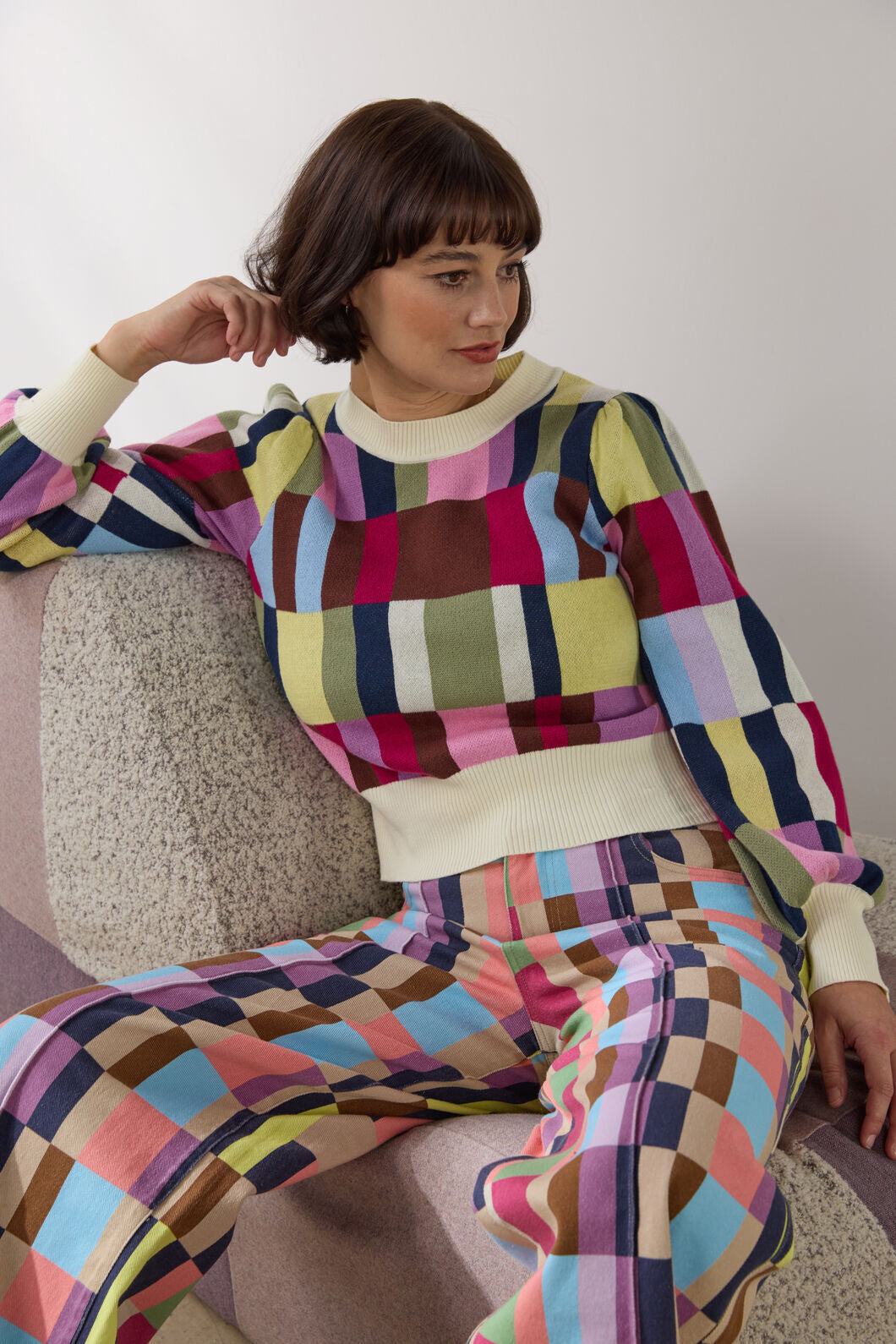 Gorman NZ - Arty Check Knit Jumper - print