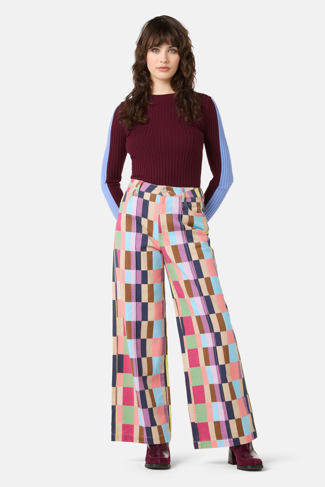 Gorman NZ - Arty Check Wide Denim Jean - print