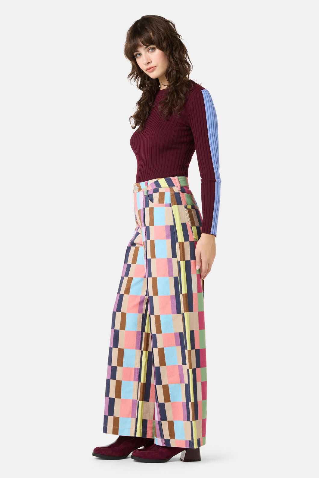 Gorman NZ - Arty Check Wide Denim Jean - print