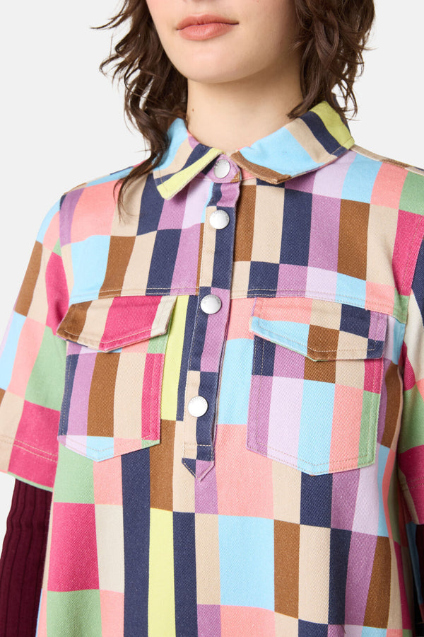 Gorman NZ - Arty Check Denim Shirt Dress - print