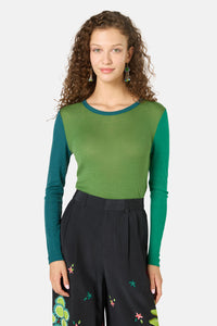 Gorman NZ - Colour Block Merino Crew Neck - green