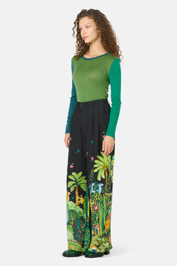 Gorman NZ - Colour Block Merino Crew Neck - green