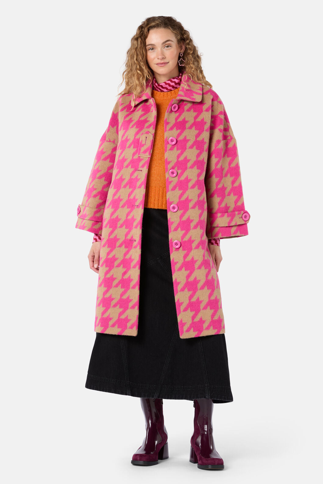 Gorman NZ - Houndstooth Pink Coat - pink