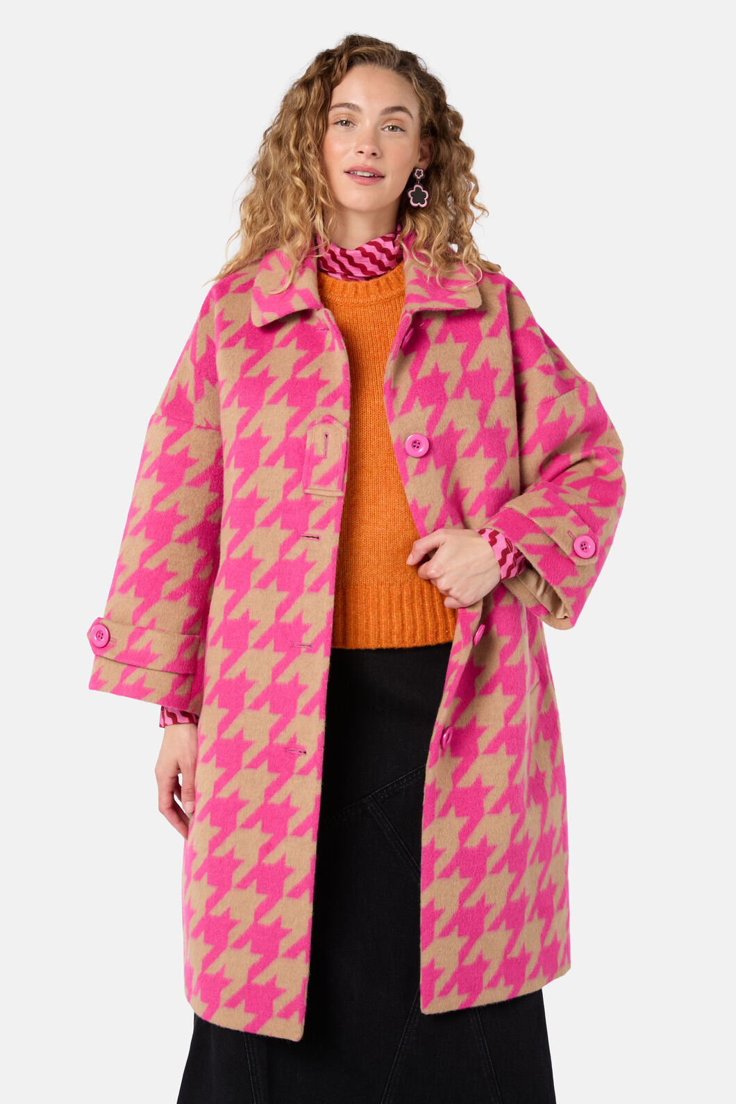 Gorman NZ - Houndstooth Pink Coat - pink
