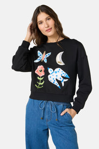 Gorman NZ - The Garden Embroidered Sweater - black
