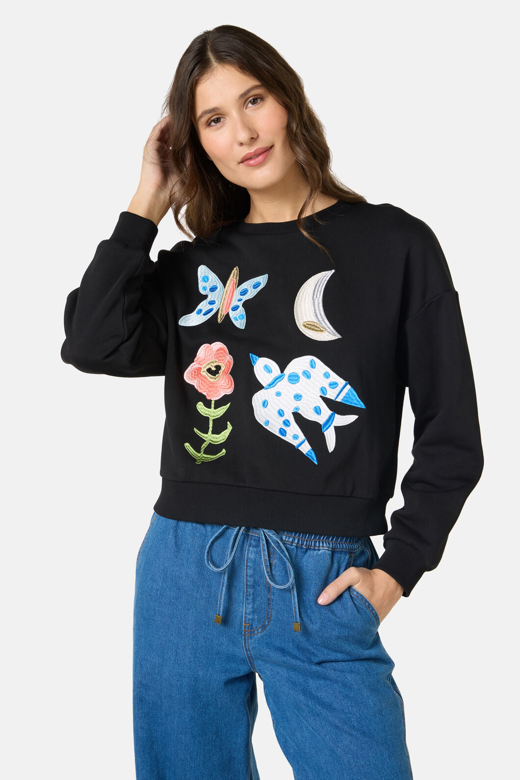 Gorman NZ - The Garden Embroidered Sweater - black