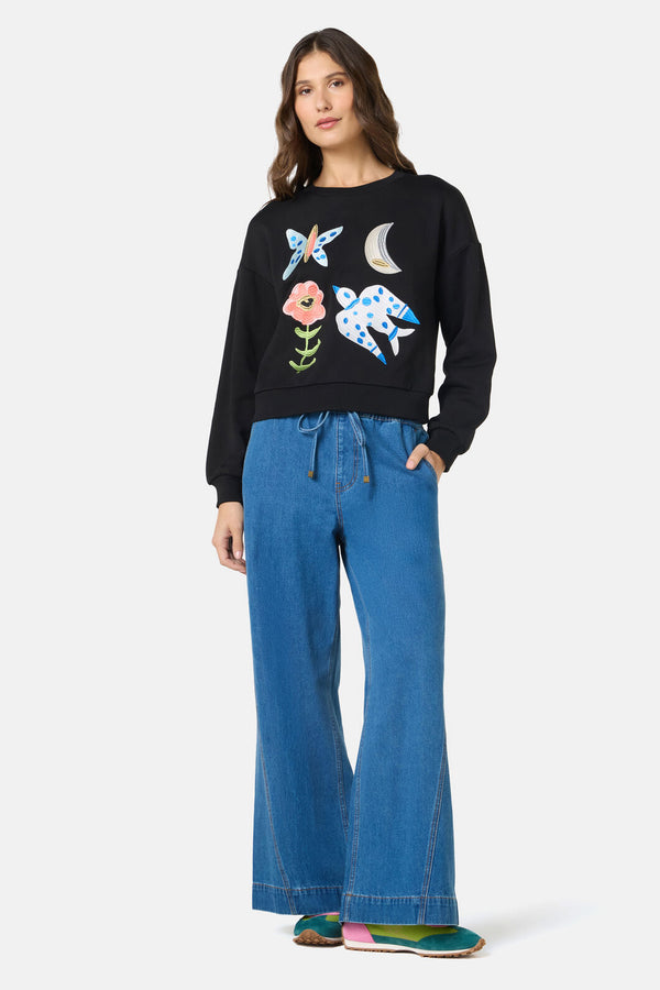 Gorman NZ - The Garden Embroidered Sweater - black