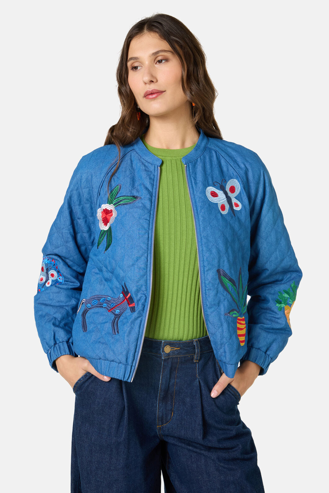 Gorman NZ - Garden Bed Denim Bomber Jacket - blue