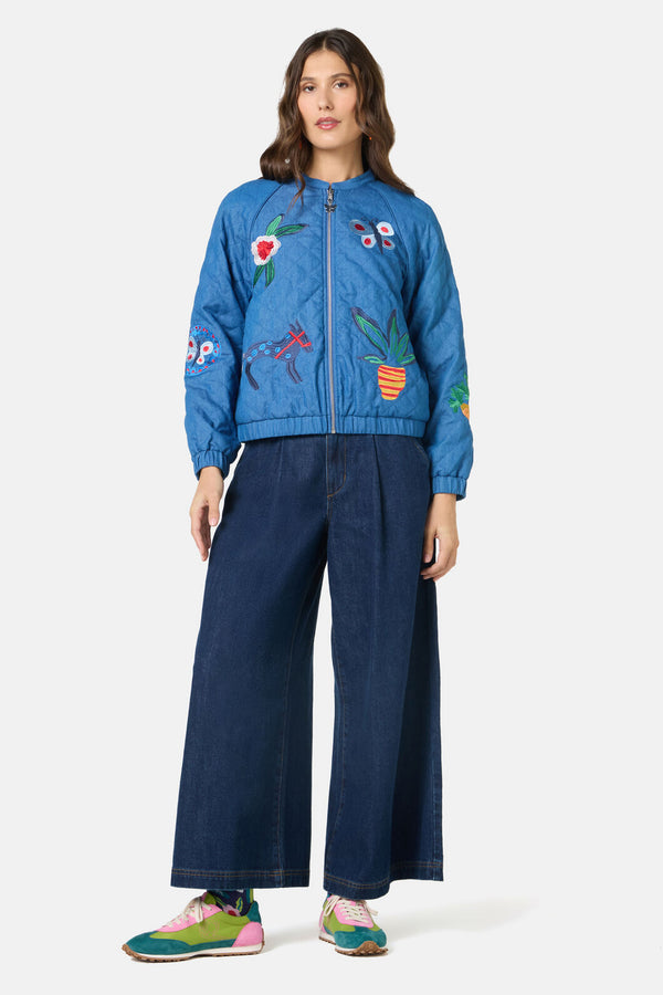 Gorman NZ - Garden Bed Denim Bomber Jacket - blue