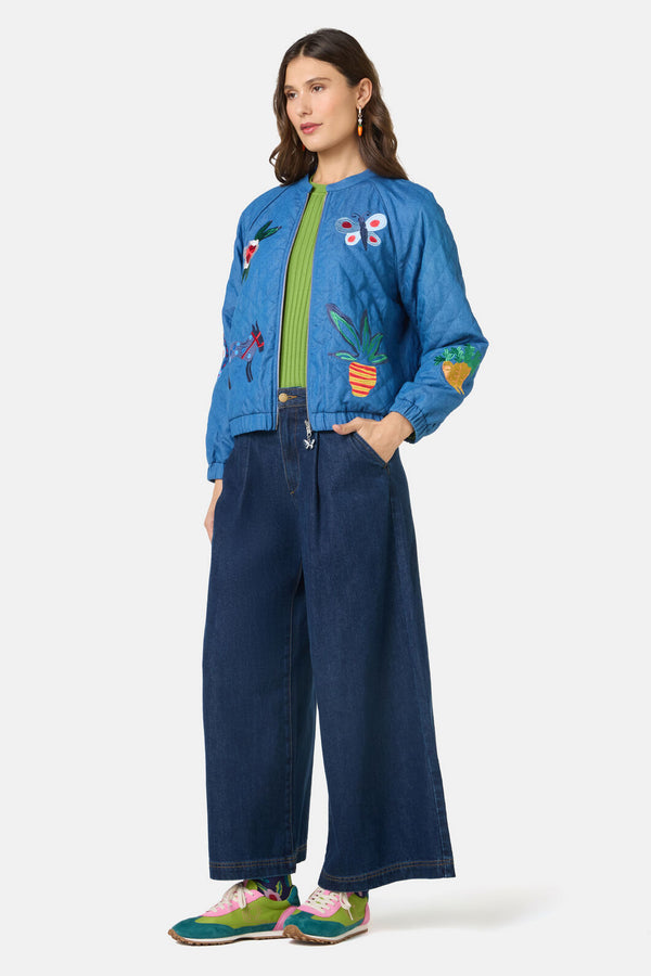Gorman NZ - Garden Bed Denim Bomber Jacket - blue