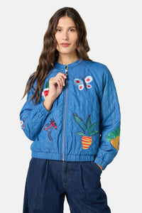 Gorman NZ - Garden Bed Denim Bomber Jacket - blue