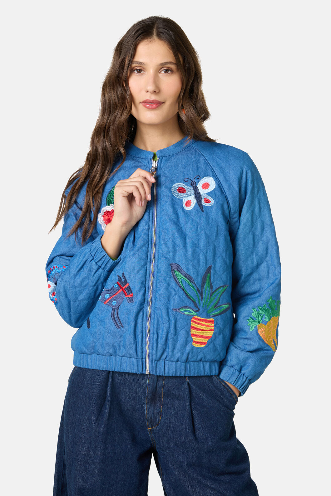 Gorman NZ - Garden Bed Denim Bomber Jacket - blue