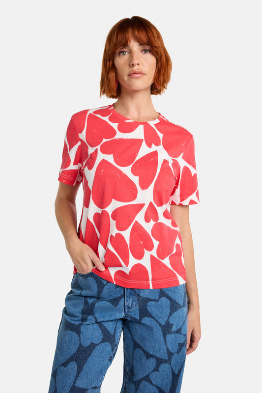 Gorman NZ - Heartbeat Print Classic Tee - red