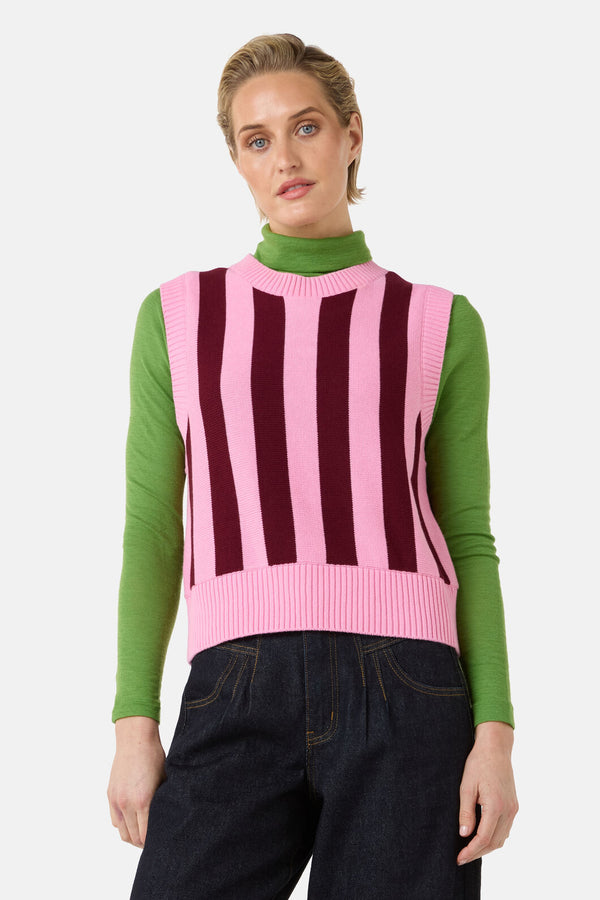 Gorman NZ - Willa Stripe Knit Vest - pink