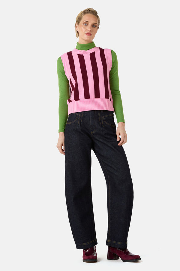 Gorman NZ - Willa Stripe Knit Vest - pink