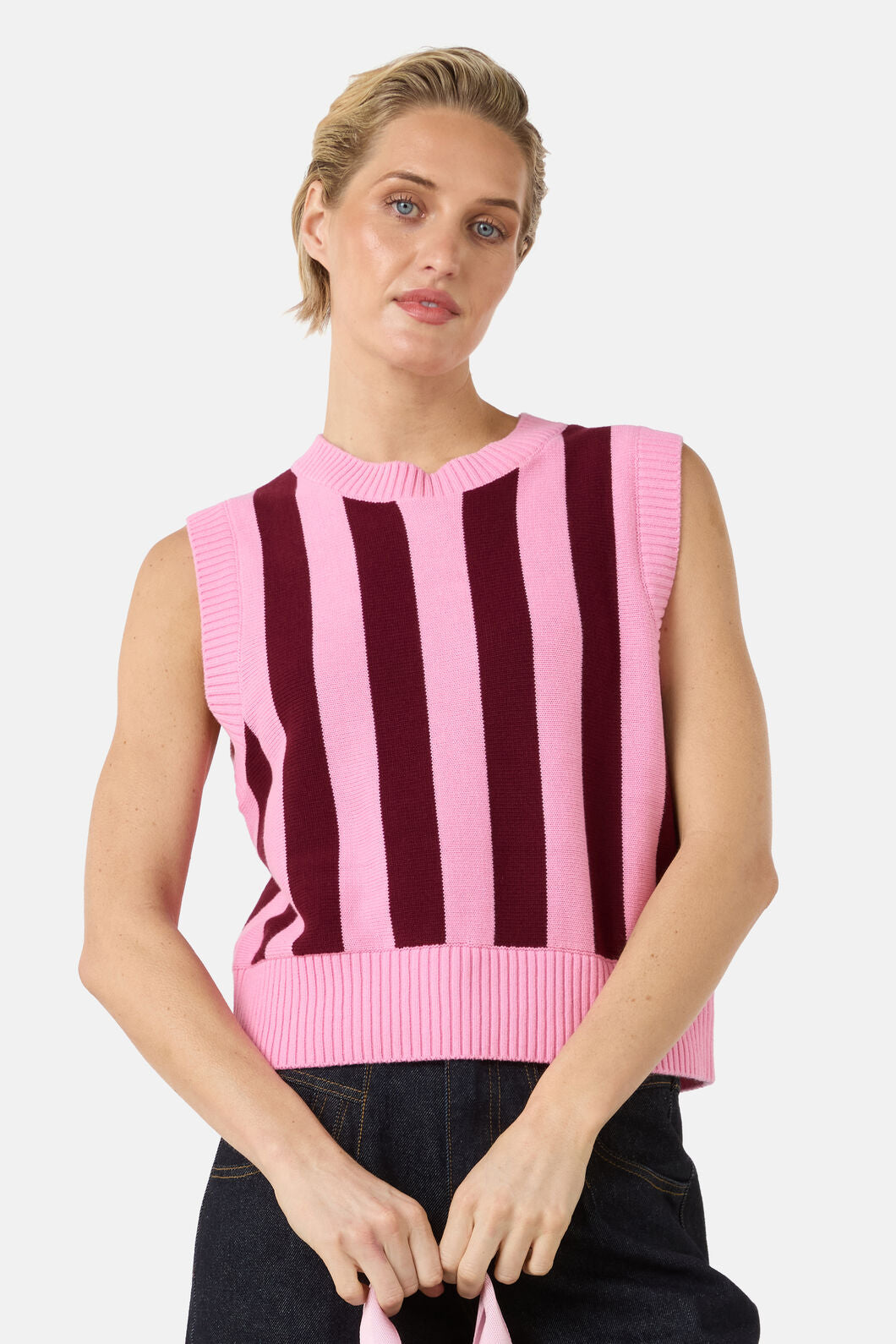 Gorman NZ - Willa Stripe Knit Vest - pink