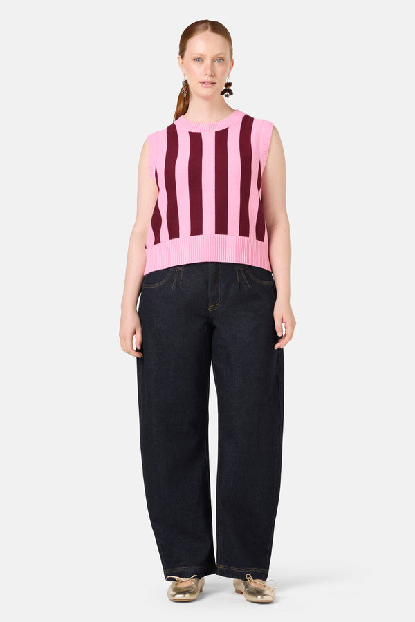 Gorman NZ - Willa Stripe Knit Vest - pink
