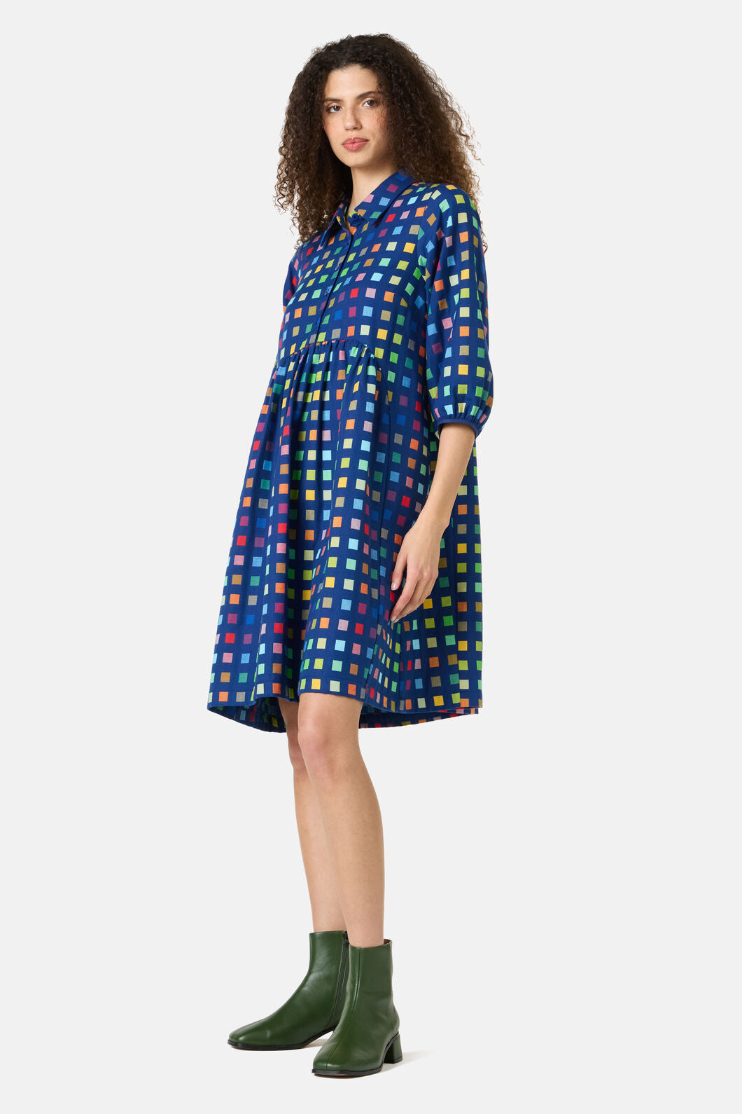 Gorman NZ - Light Up Check Smock Dress - navy