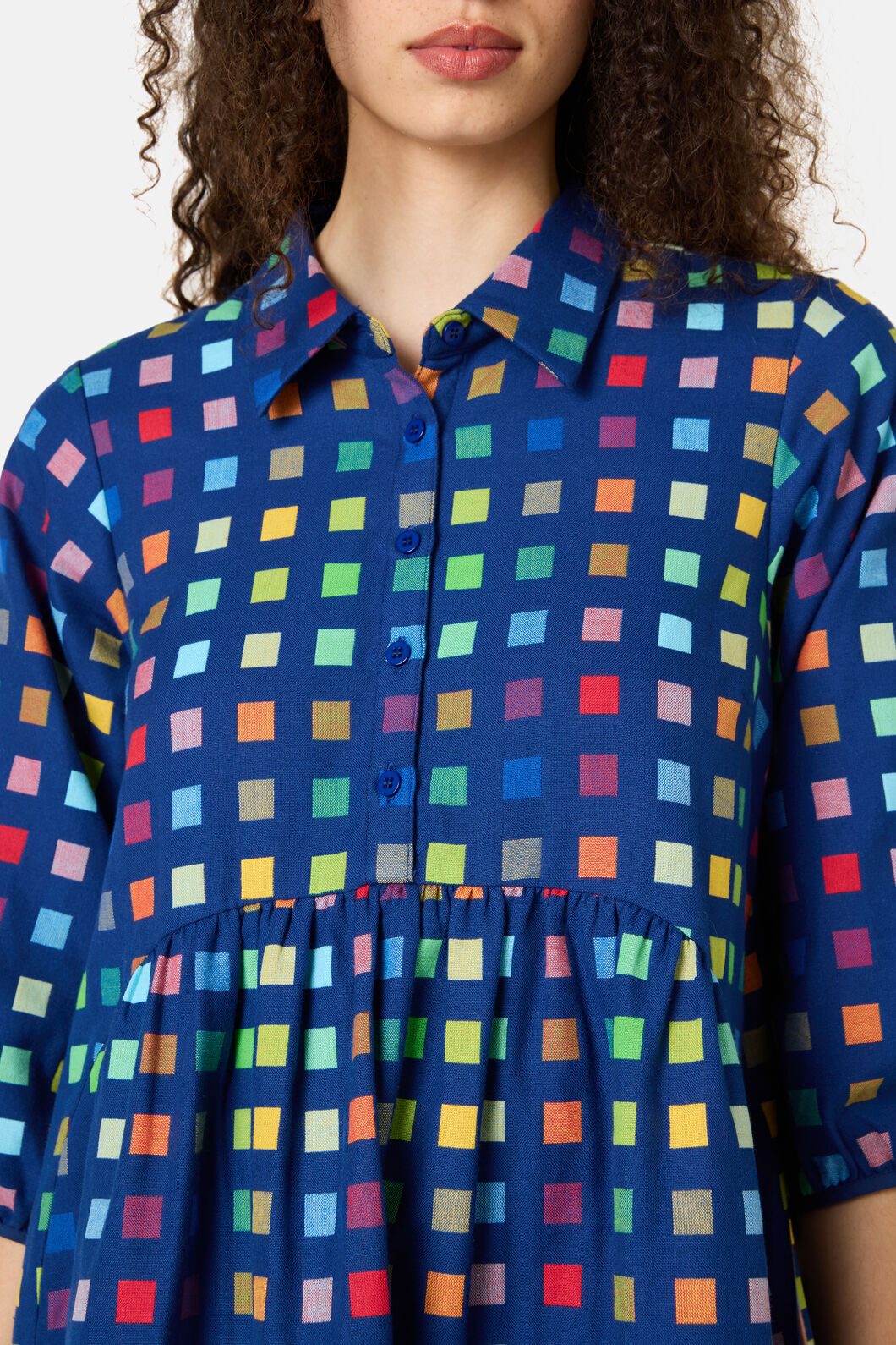 Gorman NZ - Light Up Check Smock Dress - navy
