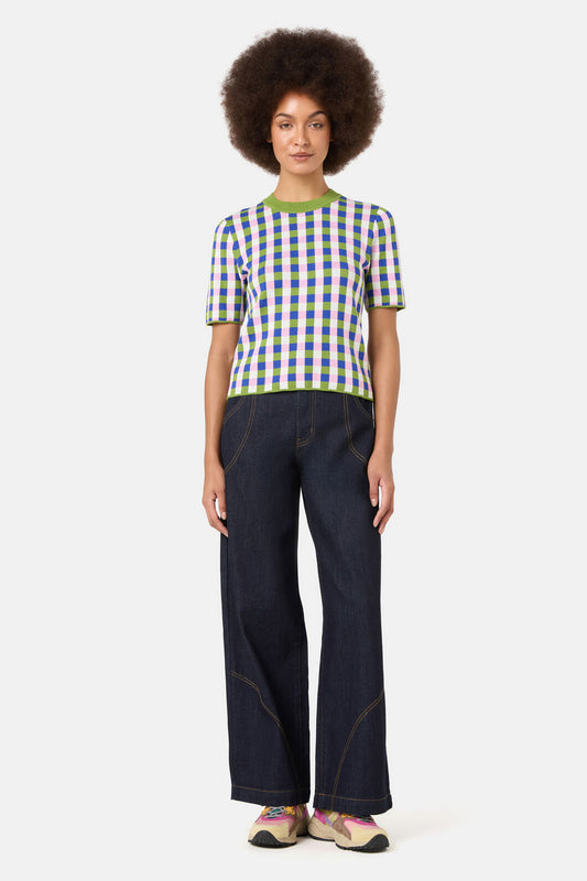 Gorman NZ - Gillian Gingham Knit Top - print