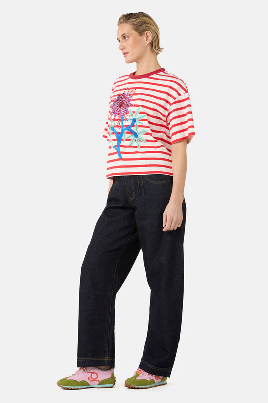 Gorman NZ - Passion Flower Stripe Relaxed Tee - print