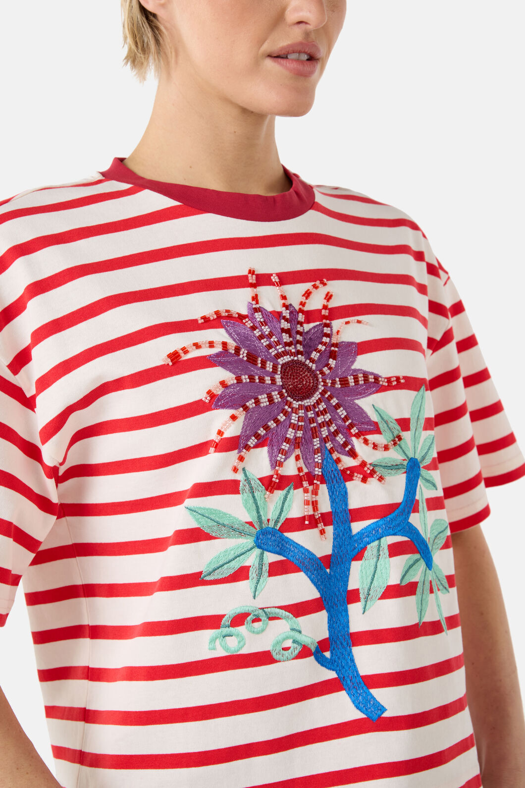 Gorman NZ - Passion Flower Stripe Relaxed Tee - print