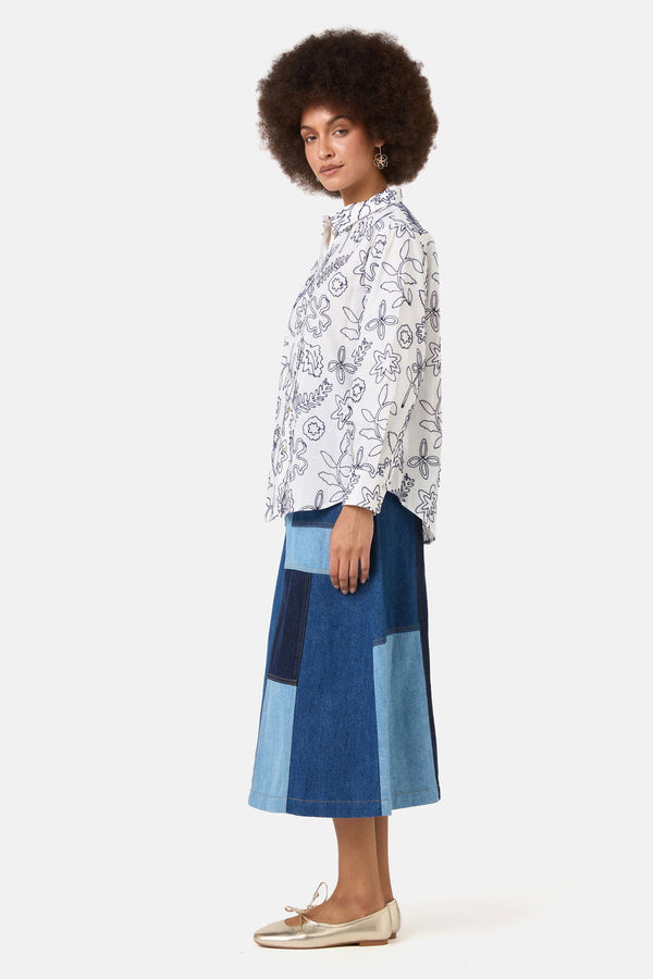 Gorman NZ - Petal Patch Embroidered Shirt - white