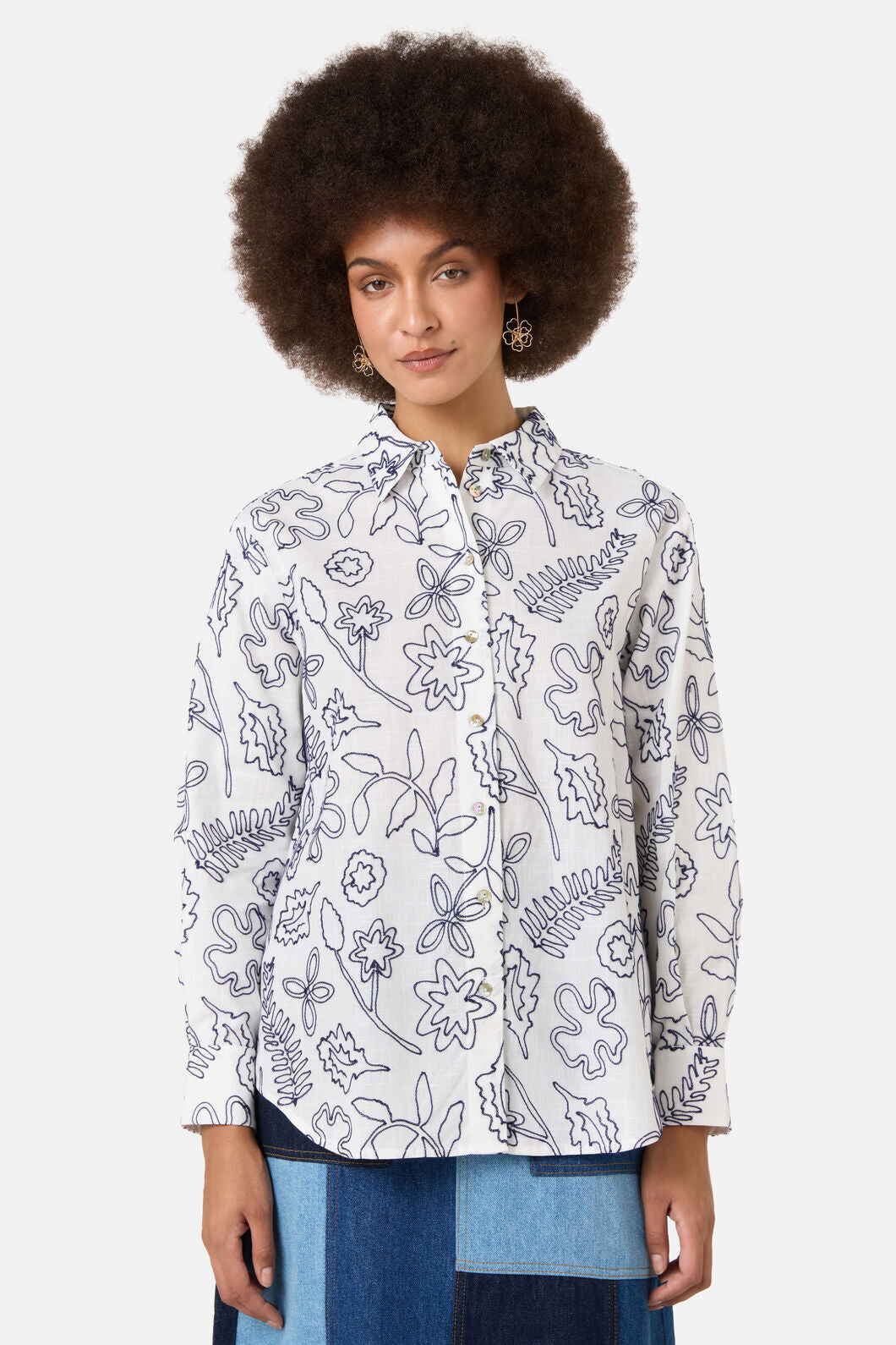Gorman NZ - Petal Patch Embroidered Shirt - white